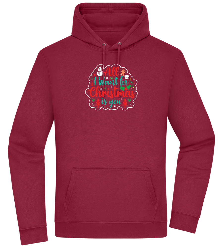 All I Want For Christmas Design - Premium Essential Unisex Hoodie_BORDEAUX_front