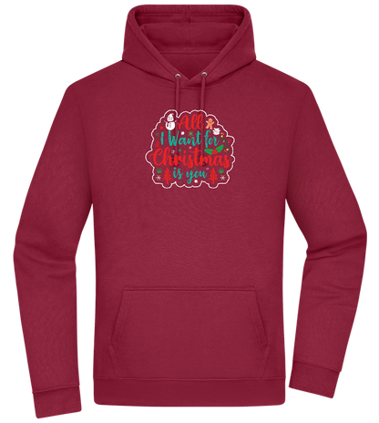 All I Want For Christmas Design - Premium Essential Unisex Hoodie_BORDEAUX_front