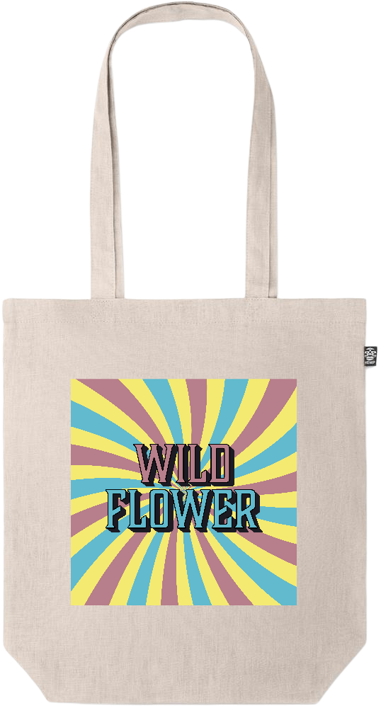 Wild Flower Design - Premium colored organic hemp tote bag_BEIGE_front