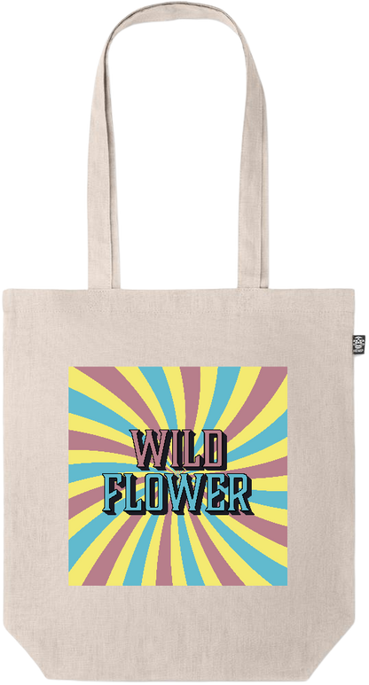 Wild Flower Design - Premium colored organic hemp tote bag_BEIGE_front