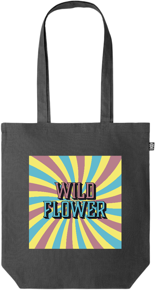 Wild Flower Design - Premium colored organic hemp tote bag_BLACK_front