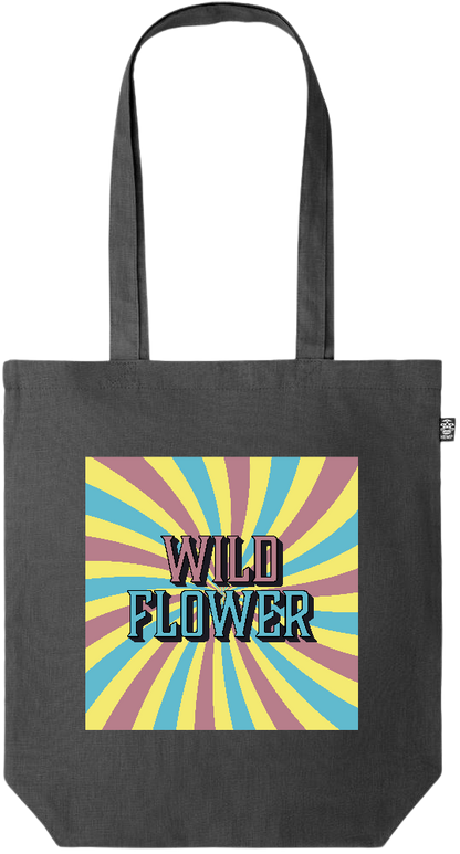 Wild Flower Design - Premium colored organic hemp tote bag_BLACK_front