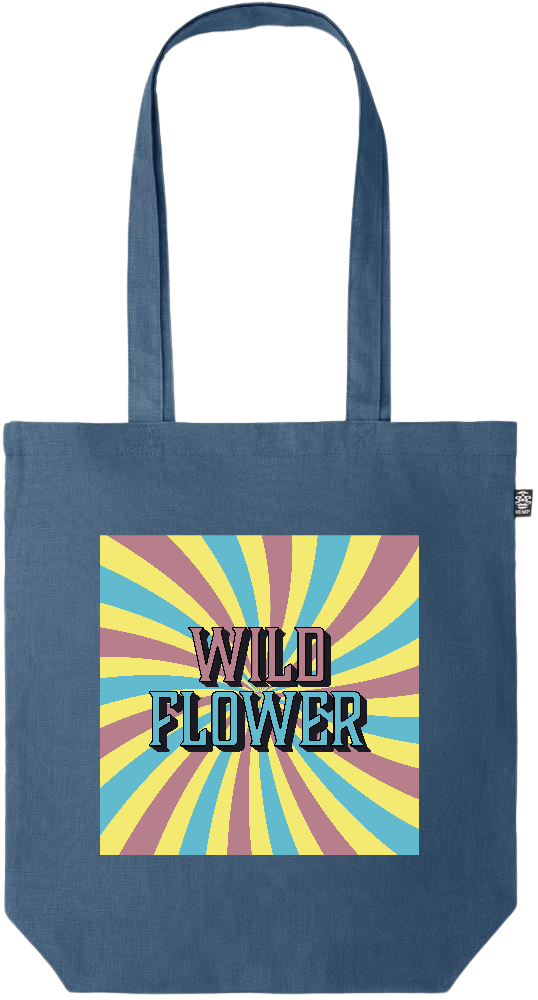 Wild Flower Design - Premium colored organic hemp tote bag_BLUE_front