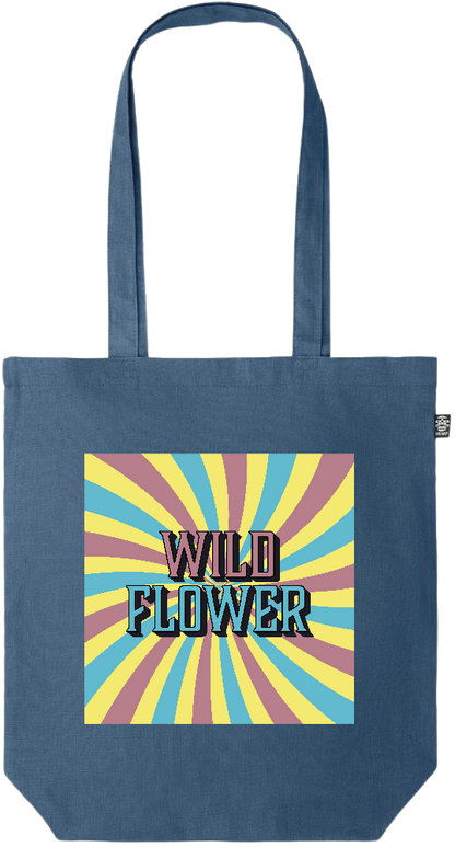 Wild Flower Design - Premium colored organic hemp tote bag_BLUE_front