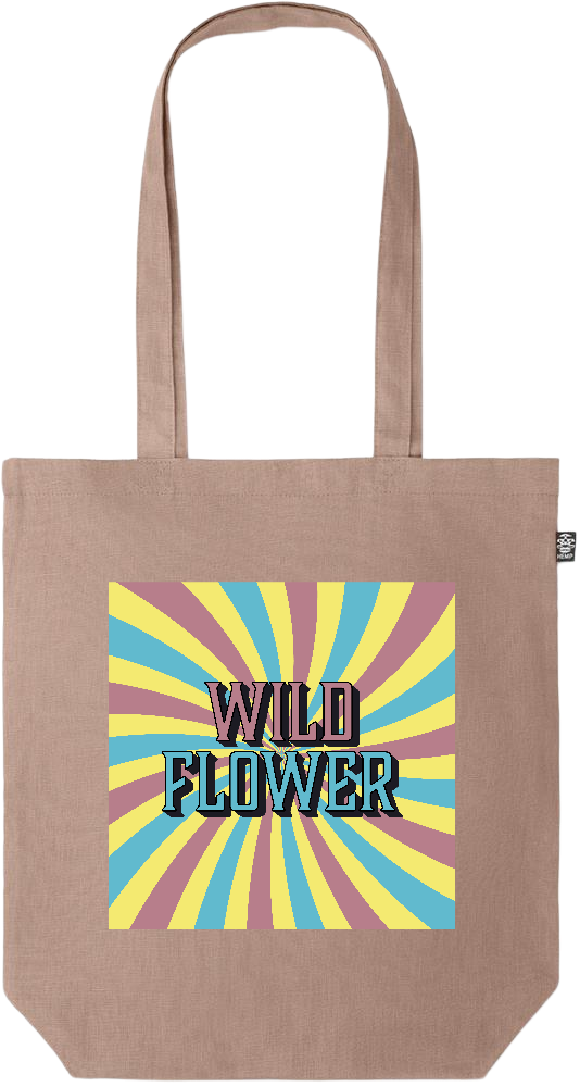 Wild Flower Design - Premium colored organic hemp tote bag_BROWN_front