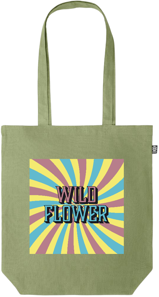 Wild Flower Design - Premium colored organic hemp tote bag_GREEN_front