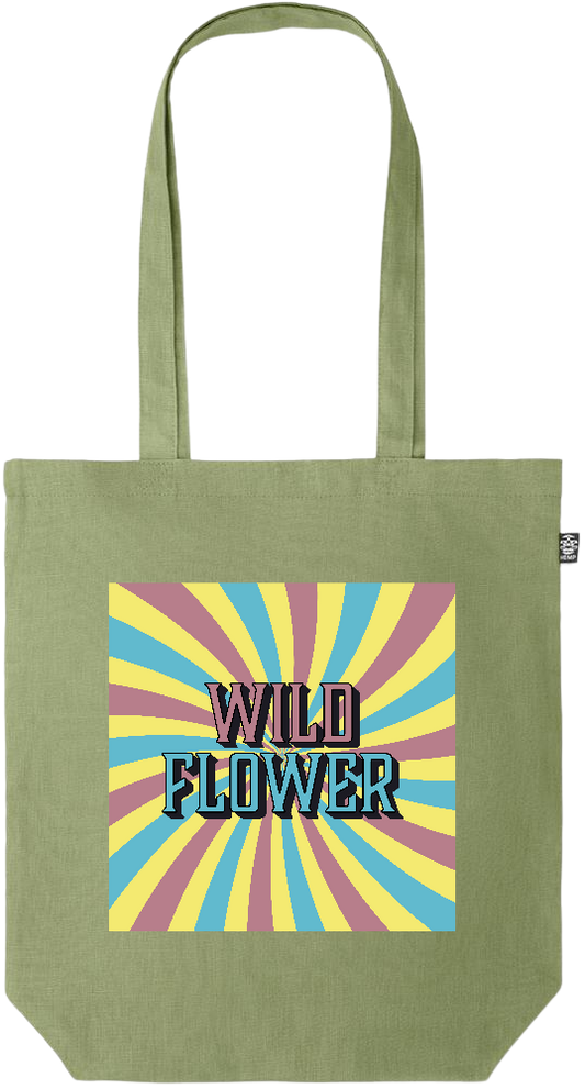 Wild Flower Design - Premium colored organic hemp tote bag_GREEN_front