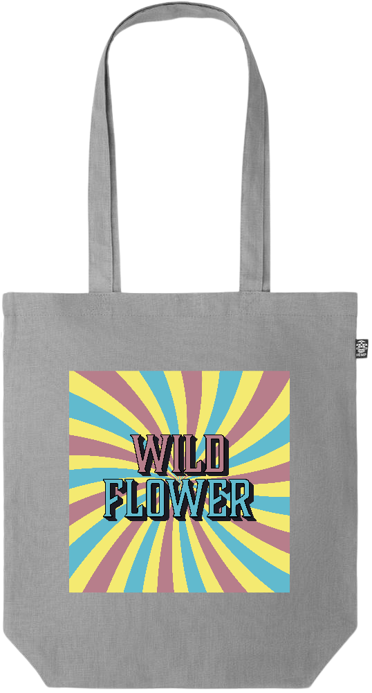 Wild Flower Design - Premium colored organic hemp tote bag_GREY_front