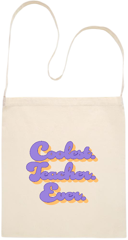 Coolest Teacher Ever Design - Essential cross shoulder cotton tote bag_BEIGE_front