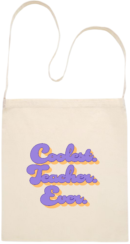 Coolest Teacher Ever Design - Essential cross shoulder cotton tote bag_BEIGE_front