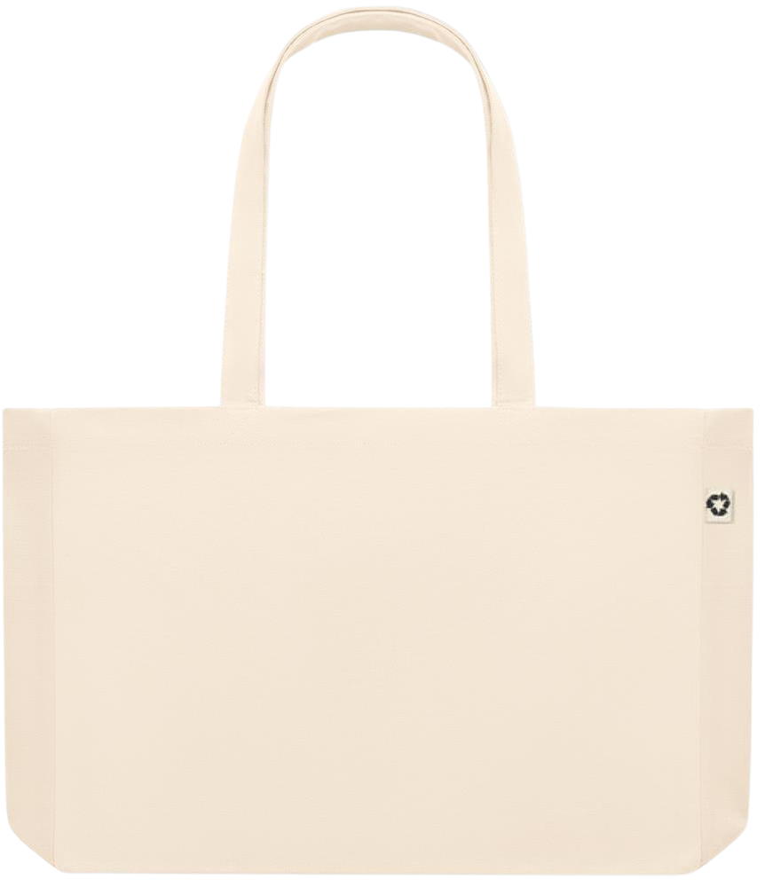 L'amour Gagne Toujours Design - Premium large recycled beach tote bag_BEIGE_back