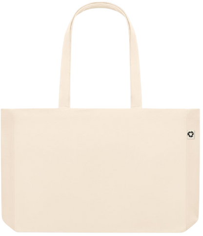 L'amour Gagne Toujours Design - Premium large recycled beach tote bag_BEIGE_back