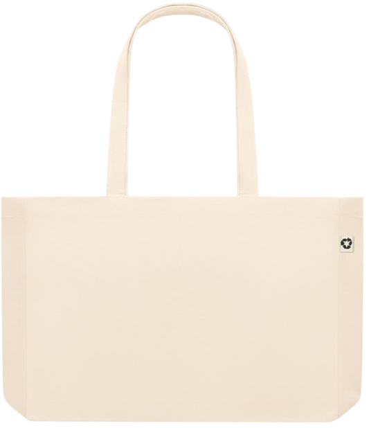 L'amour Gagne Toujours Design - Premium large recycled beach tote bag_BEIGE_back