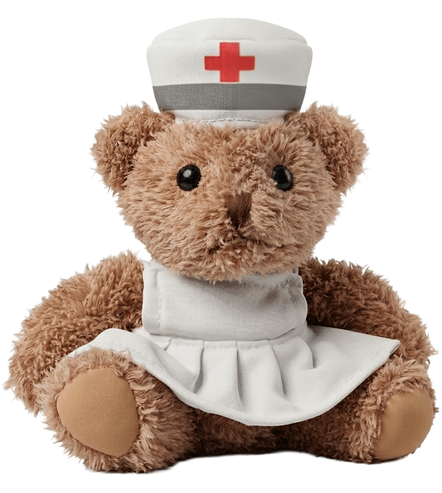 Teddy bear plush nurse_WHITE_front