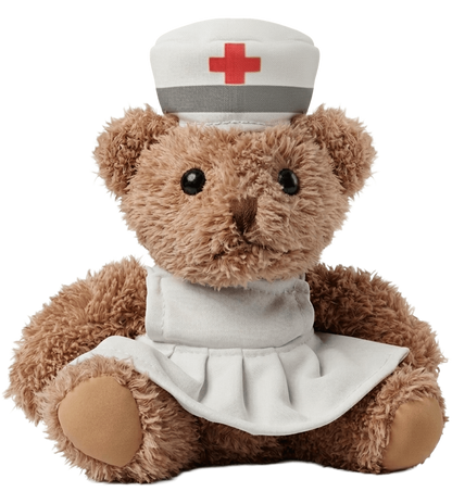 Teddy bear plush nurse_WHITE_front