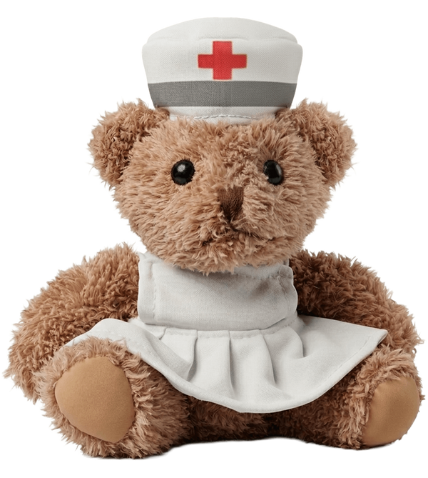 Teddy bear plush nurse_WHITE_front