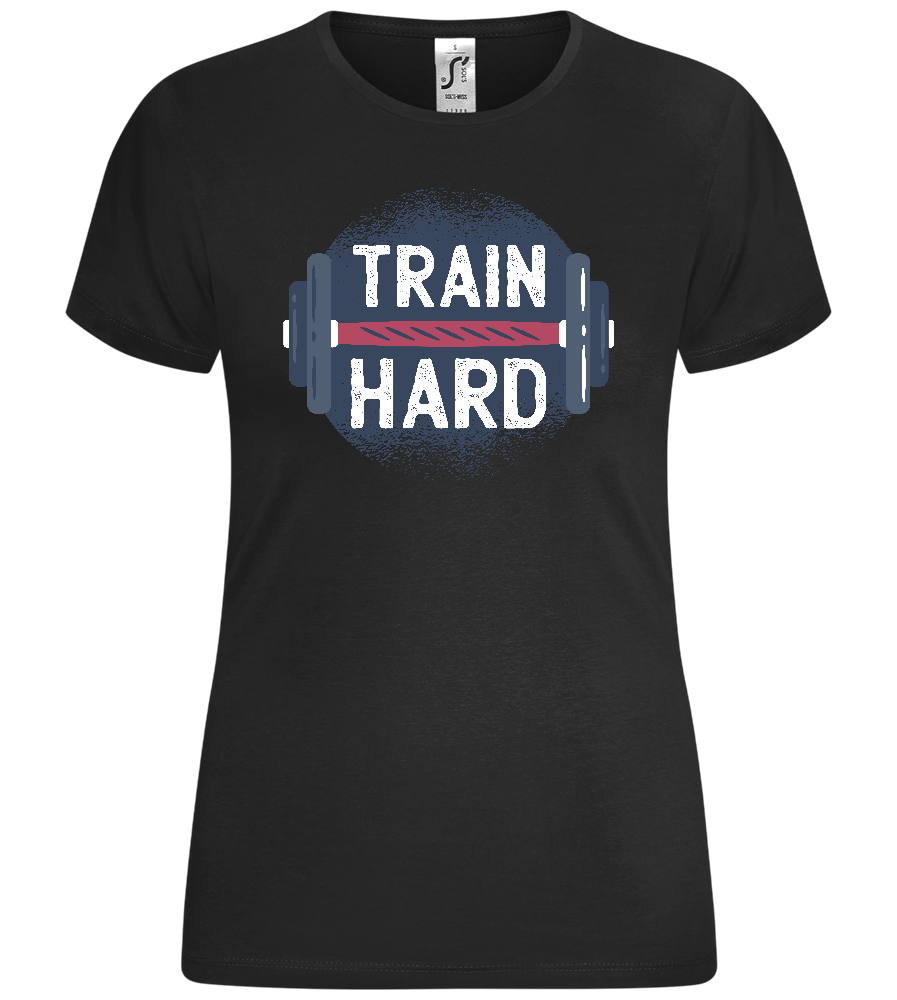 Train Hard Dumbbell Design - Comfort women's t-shirt_DEEP BLACK_front