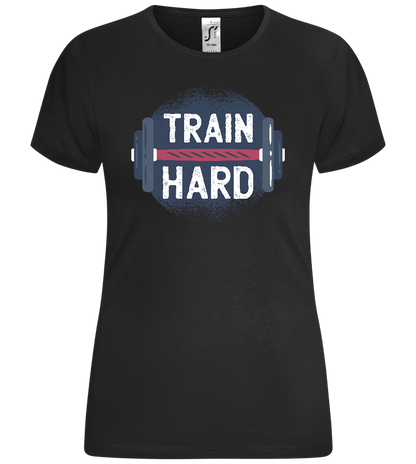 Train Hard Dumbbell Design - Comfort women's t-shirt_DEEP BLACK_front