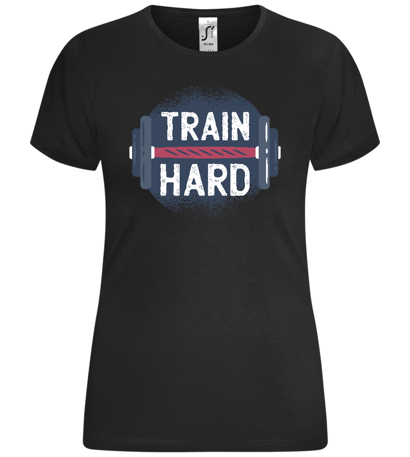 Train Hard Dumbbell Design - Comfort women's t-shirt_DEEP BLACK_front