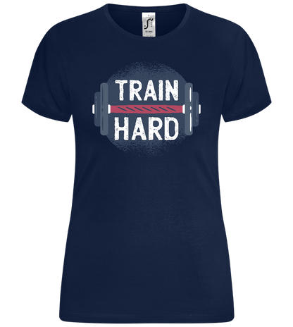 Train Hard Dumbbell Design - Comfort women's t-shirt_MARINE_front