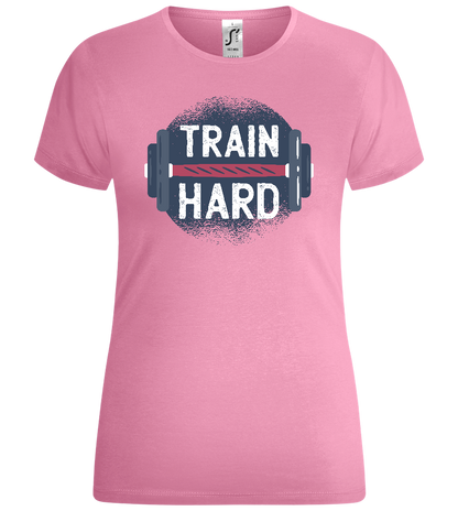 Train Hard Dumbbell Design - Comfort women's t-shirt_PINK ORCHID_front