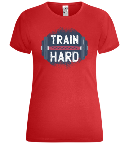 Train Hard Dumbbell Design - Comfort women's t-shirt_RED_front