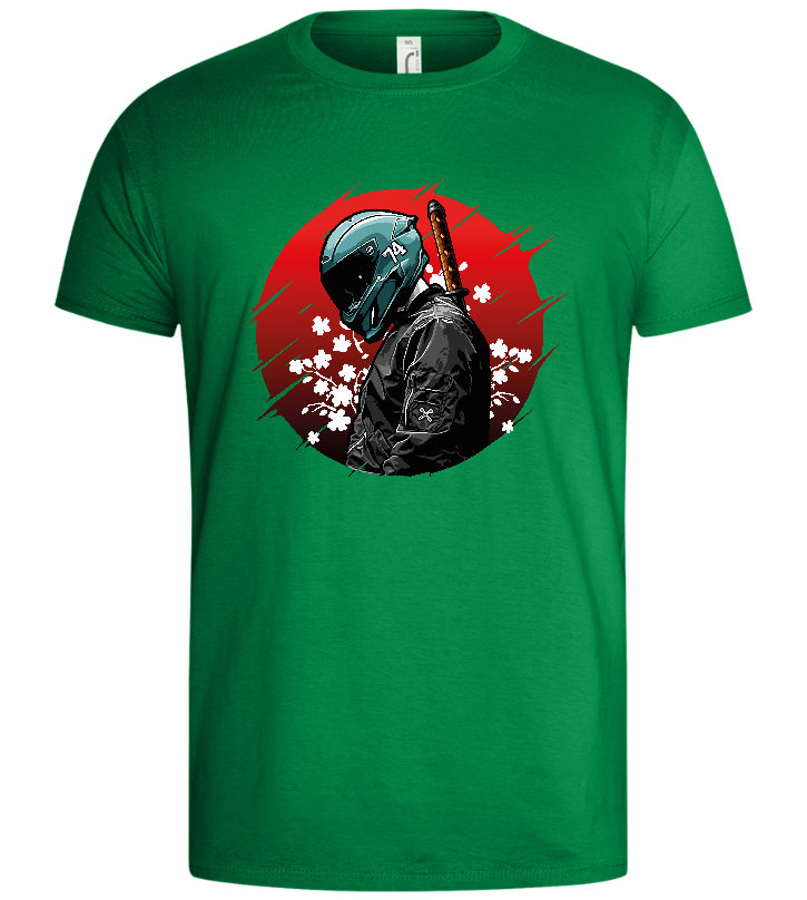 Red Samurai Design - Basic men's t-shirt_MEADOW GREEN_front