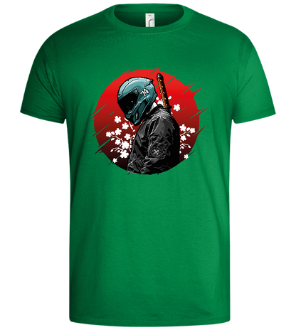 Red Samurai Design - Basic men's t-shirt_MEADOW GREEN_front