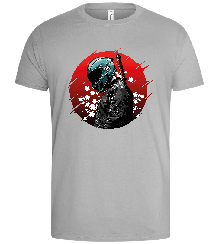 Red Samurai Design - Basic men's t-shirt_PURE GRAY_front