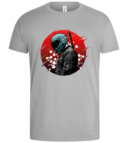 Red Samurai Design - Basic men's t-shirt_PURE GRAY_front