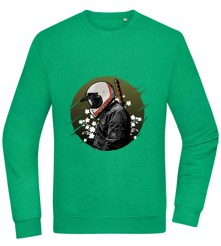 Samurai Bike Design - Comfort Essential Unisex Sweater_MEADOW GREEN_front