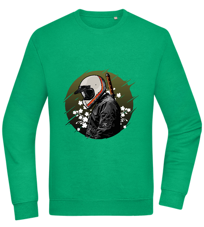 Samurai Bike Design - Comfort Essential Unisex Sweater_MEADOW GREEN_front