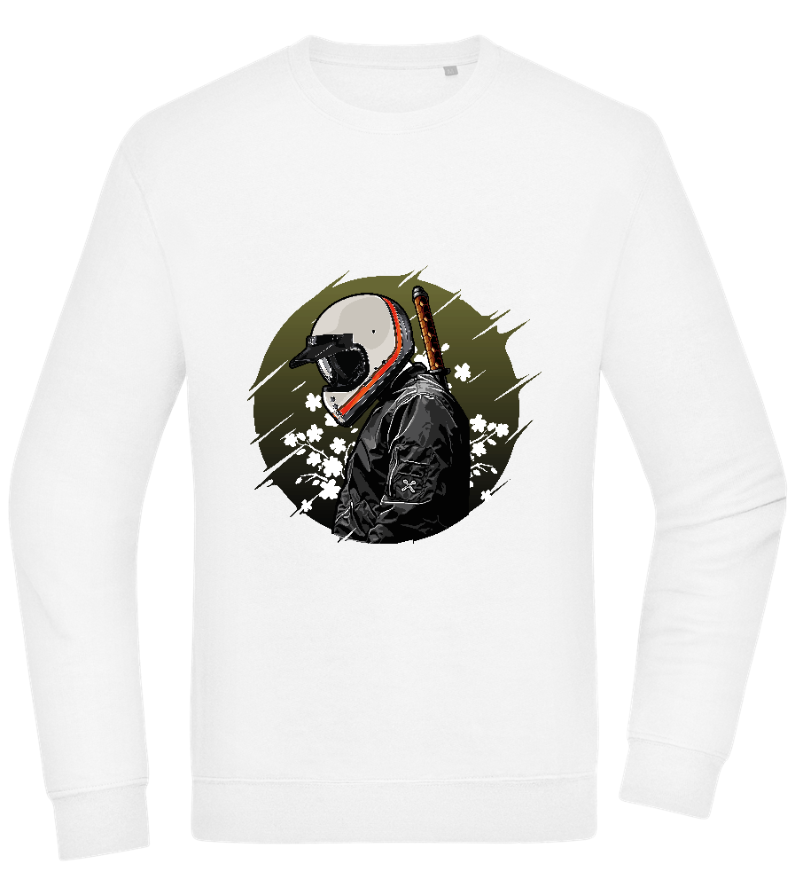 Samurai Bike Design - Comfort Essential Unisex Sweater_WHITE_front