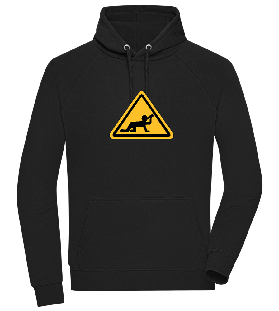 Drunk Warning Sign Design - Comfort unisex hoodie_BLACK_front