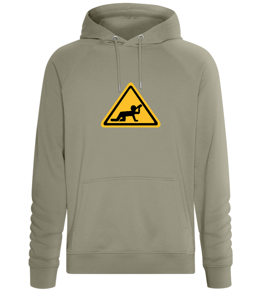 Drunk Warning Sign Design - Comfort unisex hoodie_KHAKI_front