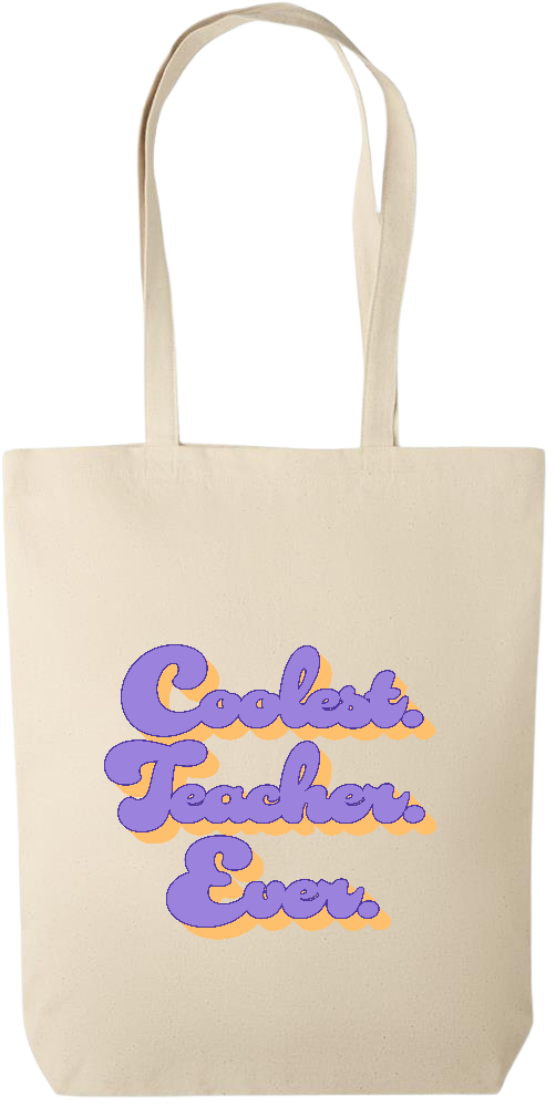 Coolest Teacher Ever Design - Premium canvas cotton tote bag_BEIGE_front