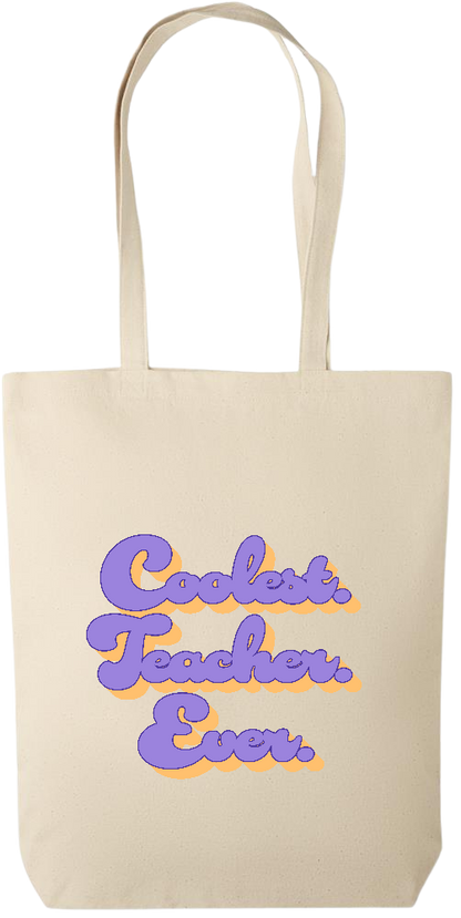 Coolest Teacher Ever Design - Premium canvas cotton tote bag_BEIGE_front