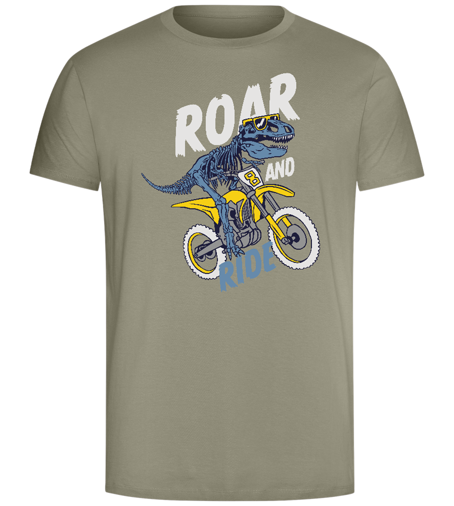 Dino Biker Design - Comfort Unisex T-Shirt_KHAKI_front