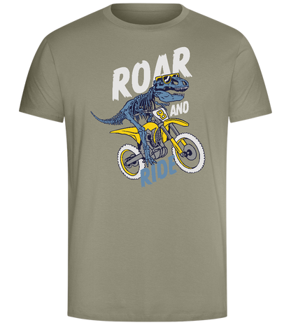 Dino Biker Design - Comfort Unisex T-Shirt_KHAKI_front