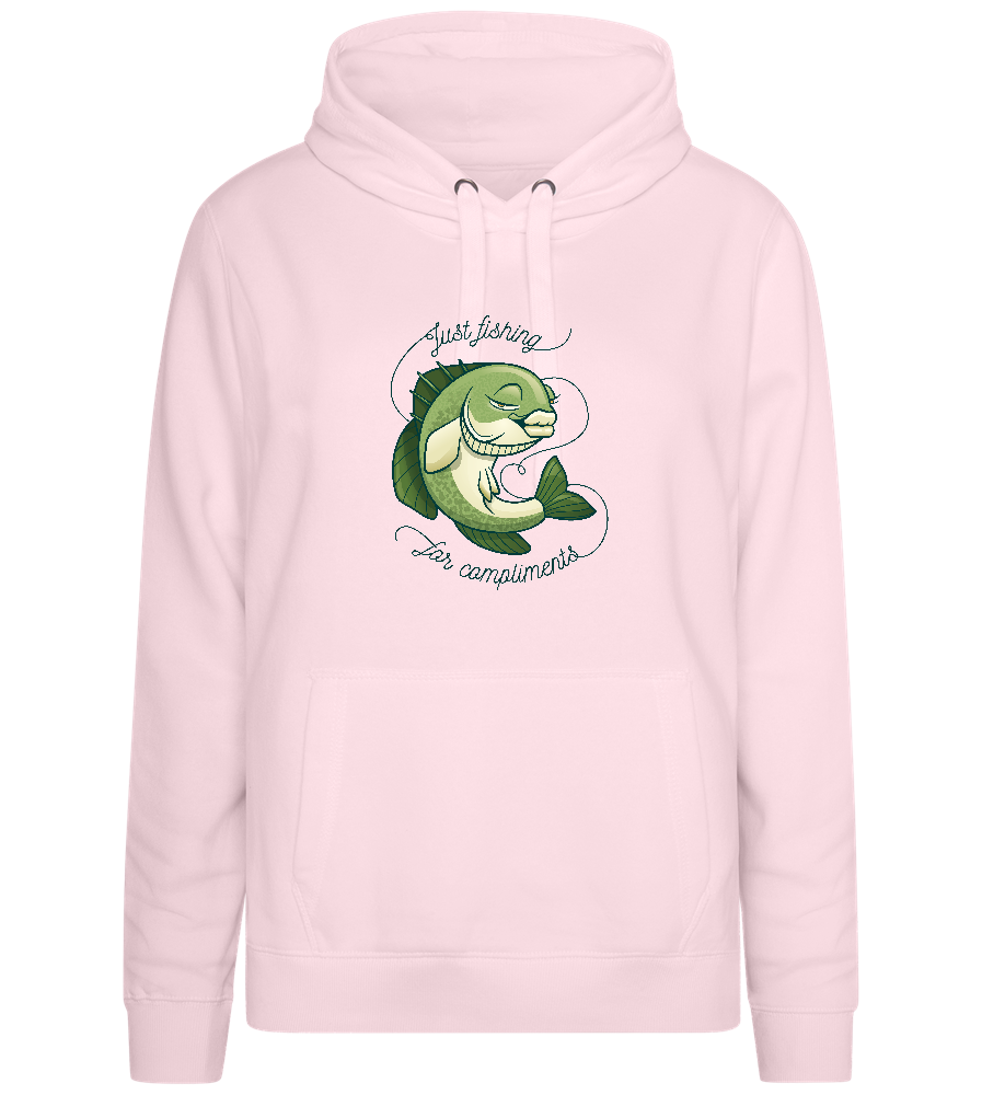 Just Fishing for Compliments Design - Premium women's hoodie_LIGHT PEACH ROSE_front