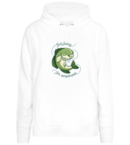 Just Fishing for Compliments Design - Premium women's hoodie_WHITE_front