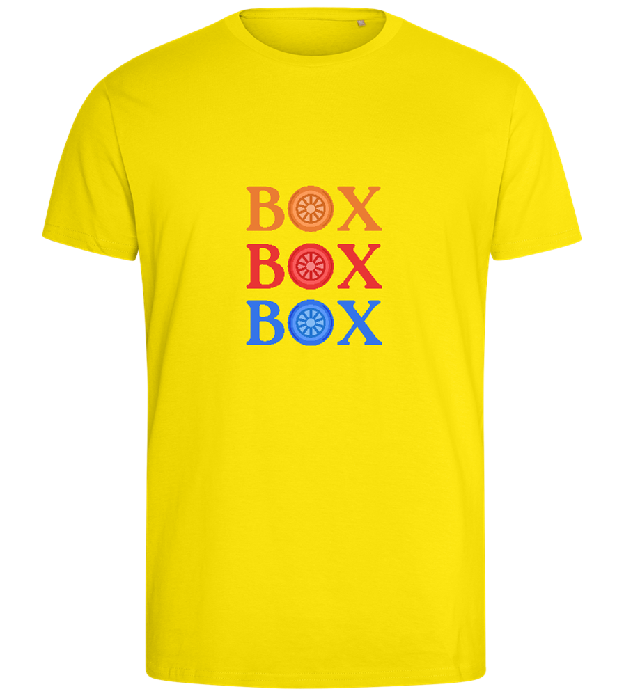 Box Box Box Design - Comfort men's fitted t-shirt_YELLOW_front