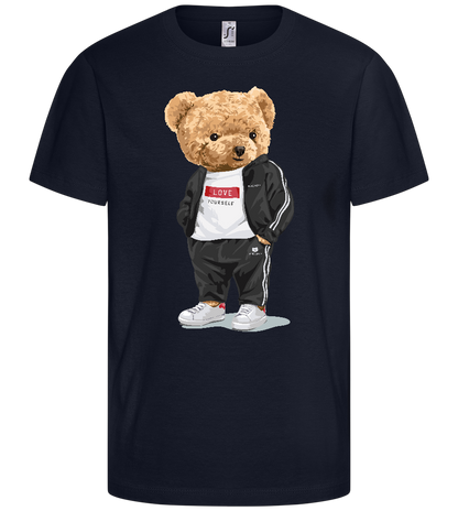 Fashionable Teddy Bear Design - Comfort kids fitted t-shirt_FRENCH NAVY_front