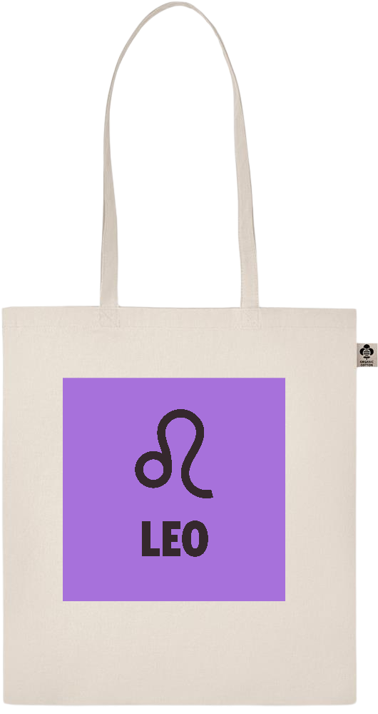 Zodiac Leo Design - Basic organic cotton shopping bag_BEIGE_front