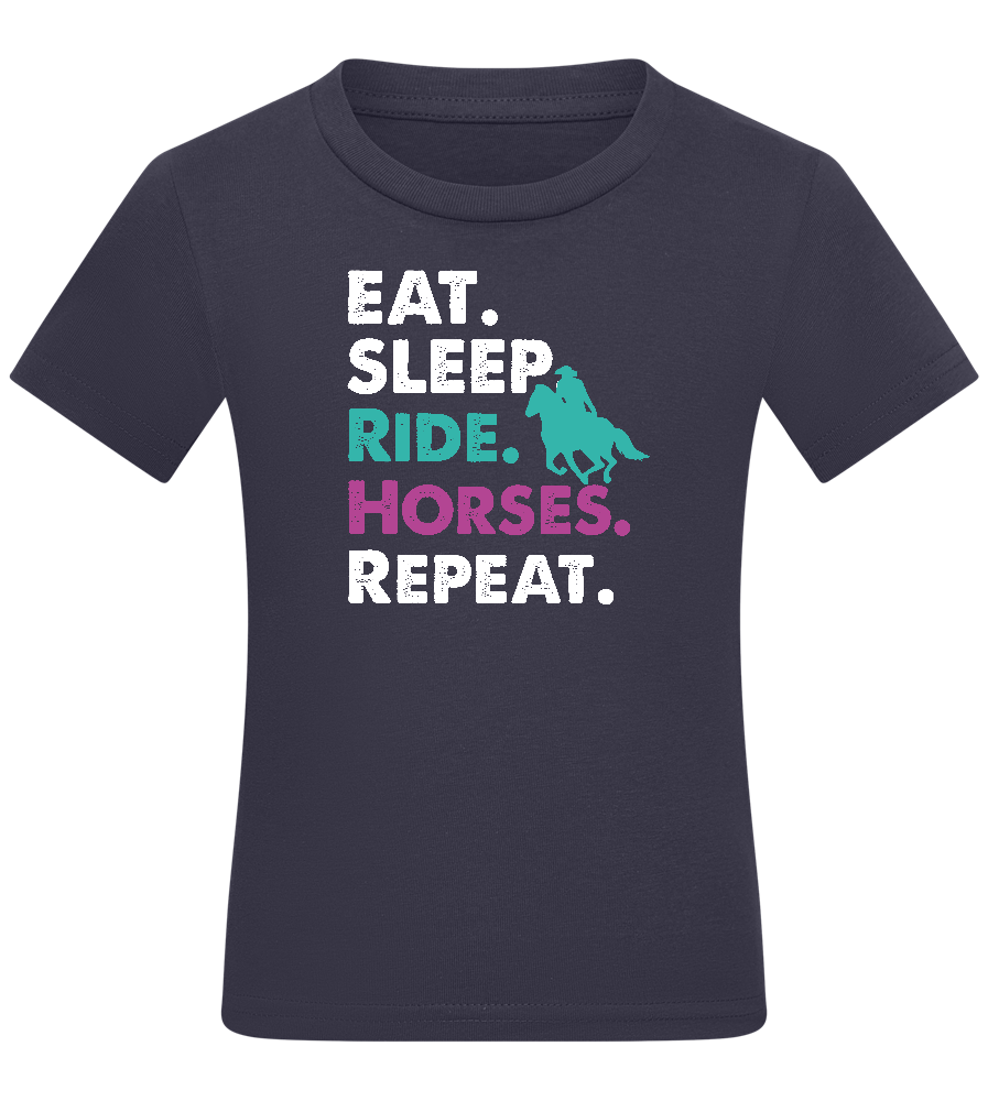 Eat. Sleep. Ride Horses. Repeat. Design - Comfort kids fitted t-shirt_FRENCH NAVY_front