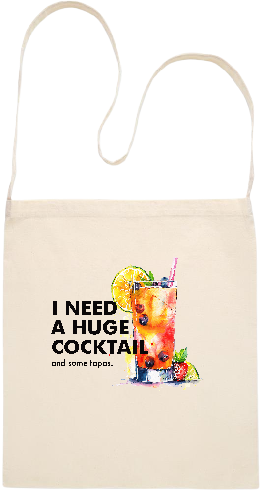 A Huge Cocktail Design - Essential cross shoulder cotton tote bag_BEIGE_front