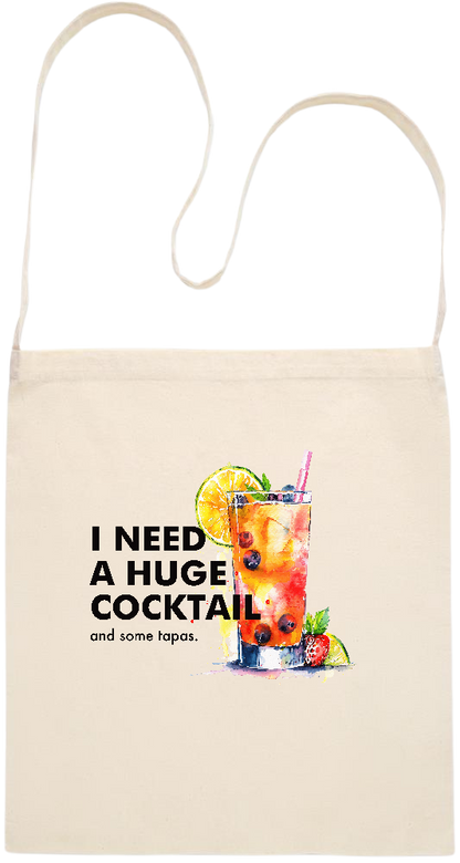 A Huge Cocktail Design - Essential cross shoulder cotton tote bag_BEIGE_front