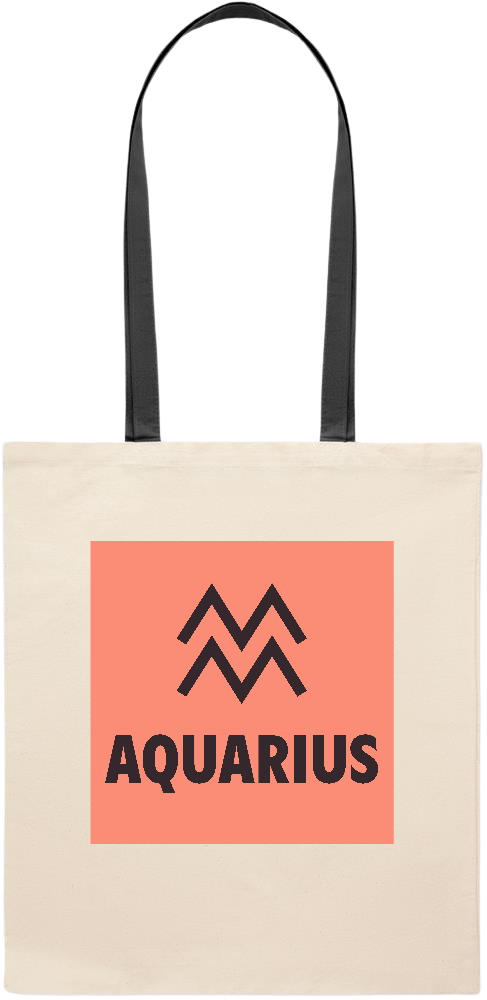 Zodiac Aquarius Design - Essential colored handle tote bag_BLACK_front