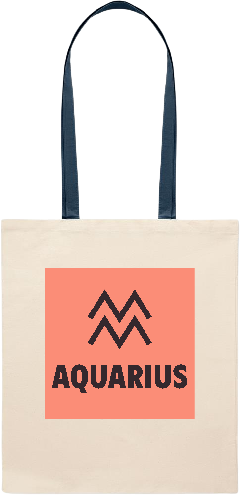 Zodiac Aquarius Design - Essential colored handle tote bag_BLUE_front