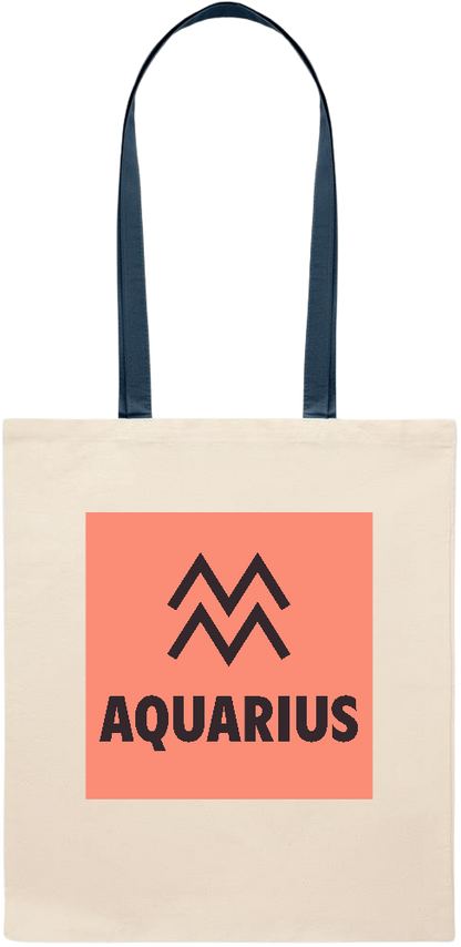 Zodiac Aquarius Design - Essential colored handle tote bag_BLUE_front